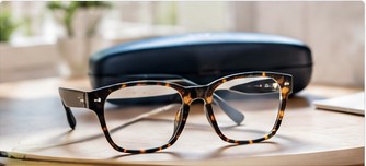 Eyeglasses on a clean tabletop