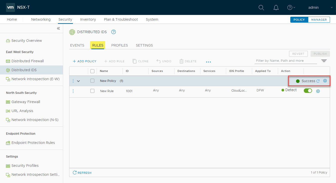 New-NSX-T-3.0-distributed-IDS-rule-published-successfully