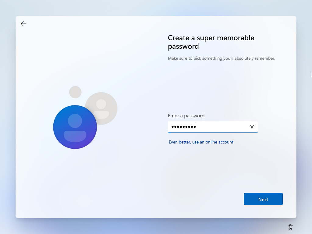 Create your user account password
