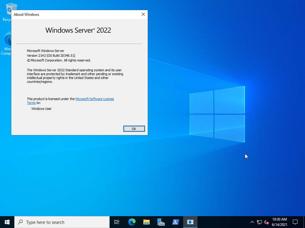 Verifying the windows server version after the upgrade