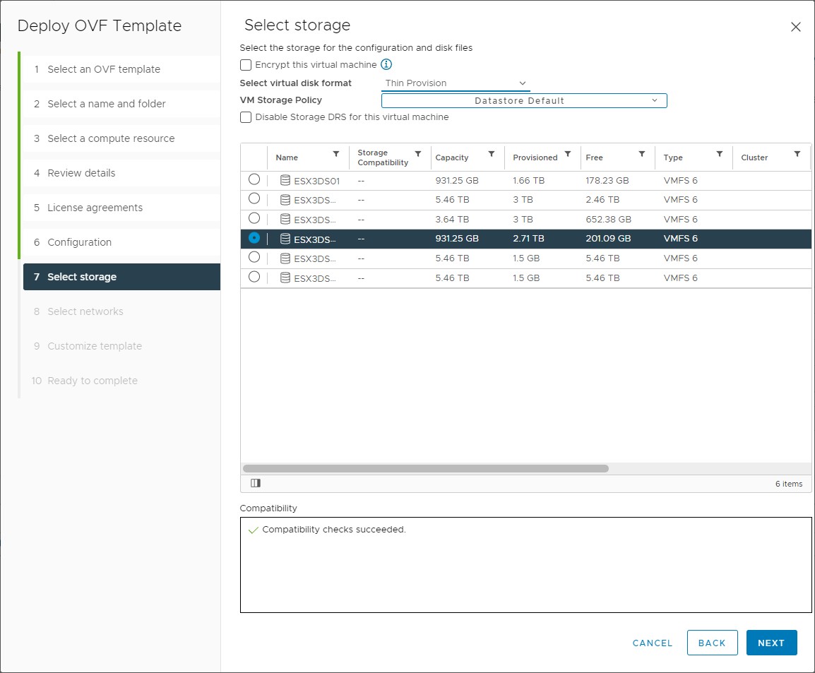 Select storage for the vSAN Witness host appliance